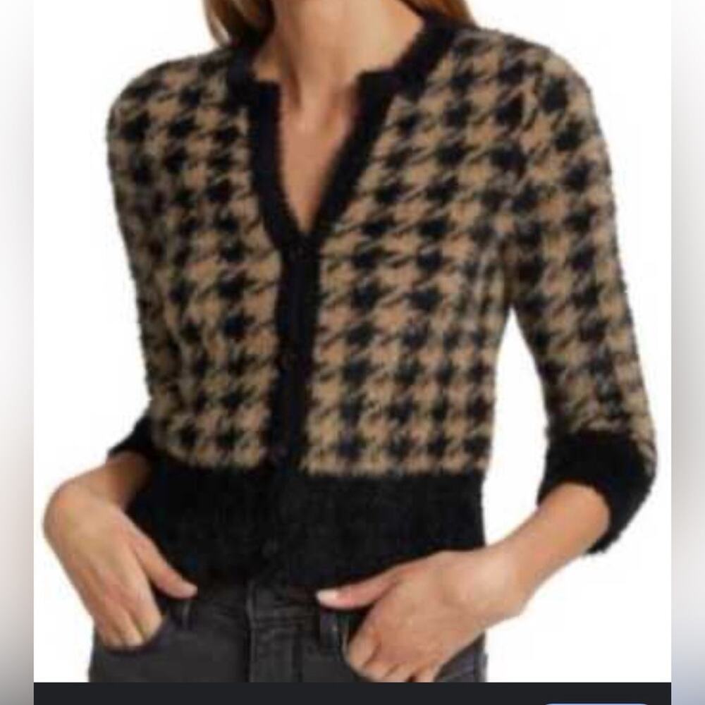 Truth by Republic Faux Fur Houndstooth Cardigan Women’s M